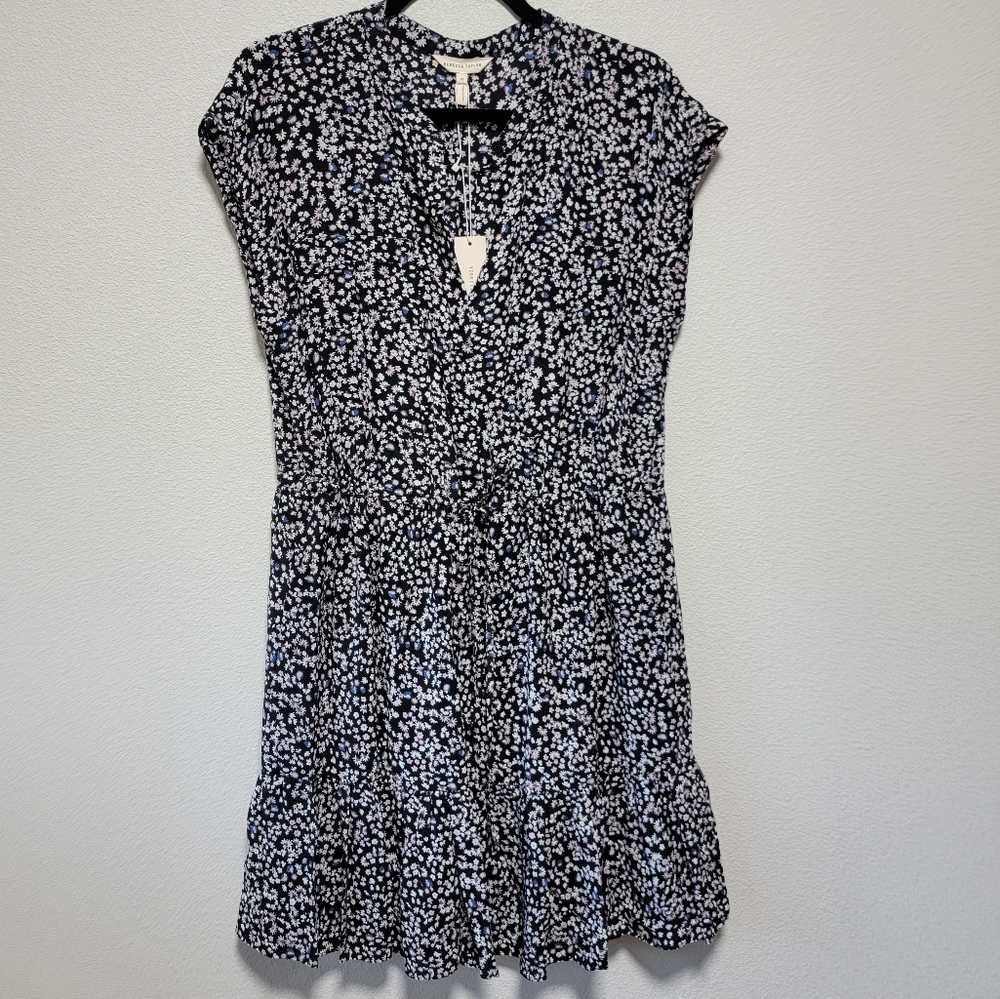 Rebecca Taylor Pop Ditsy Flower Silk Tie Waist Knee Length NWT Dress - Picture 2 of 10